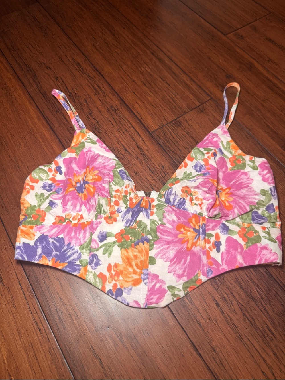 Princess Polly Floral Corset Style Crop Top Adjustable Straps US Size 4 - Picture 3 of 12